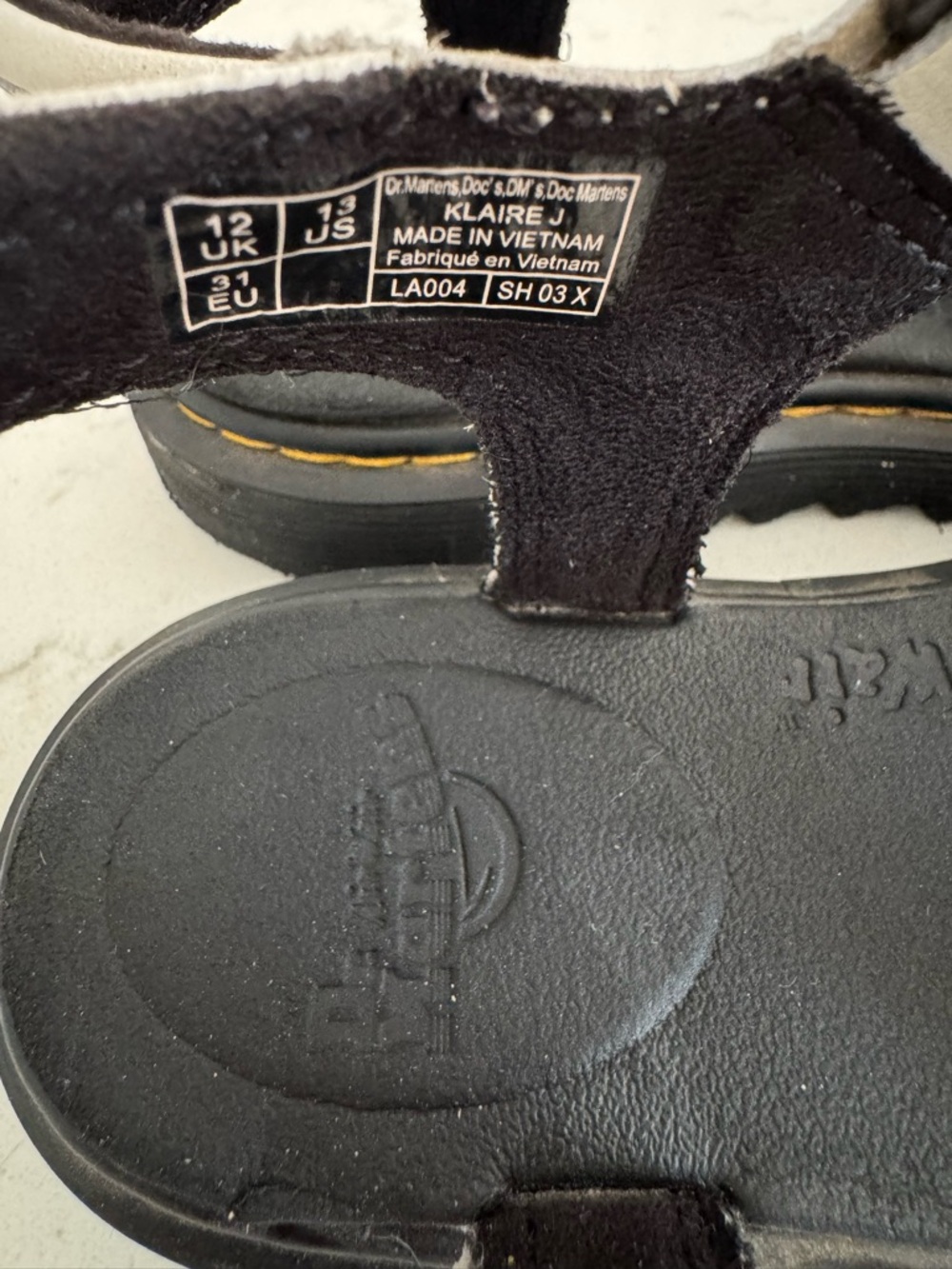 Dr. Martens Kids White and Black Leather Velcro Strap Sandals - Picture 5 of 5